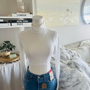 White Turtleneck Long Sleeve Top